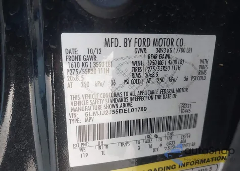 2013 Lincoln Navigator from USA, damaged, VIN 5LMJJ2J55DEL01789